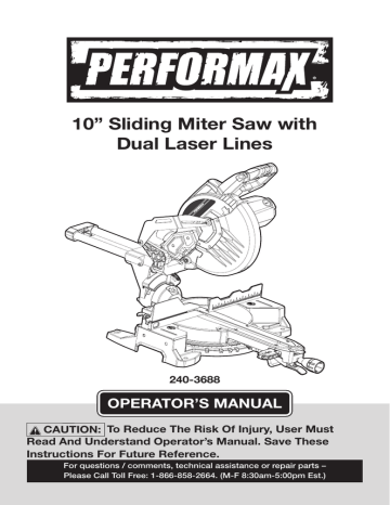 Performax 240 3688 Operator S Manual Manualzz Performax 240 3688 Operator S Manual, Performax Table Saw Manual