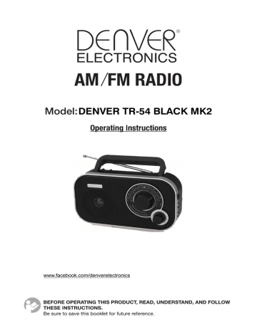 Denver TR-54BLACKMK2 AM/FM radio User manual | Manualzz