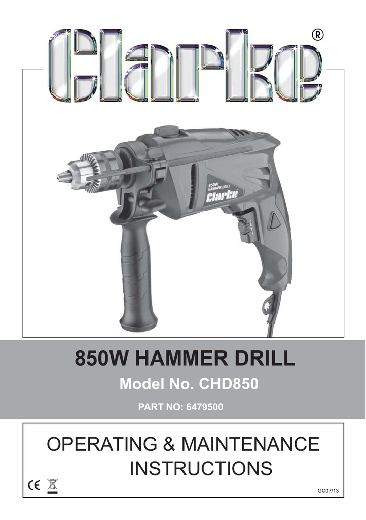 CHD850 Hammer Drill Manualzz