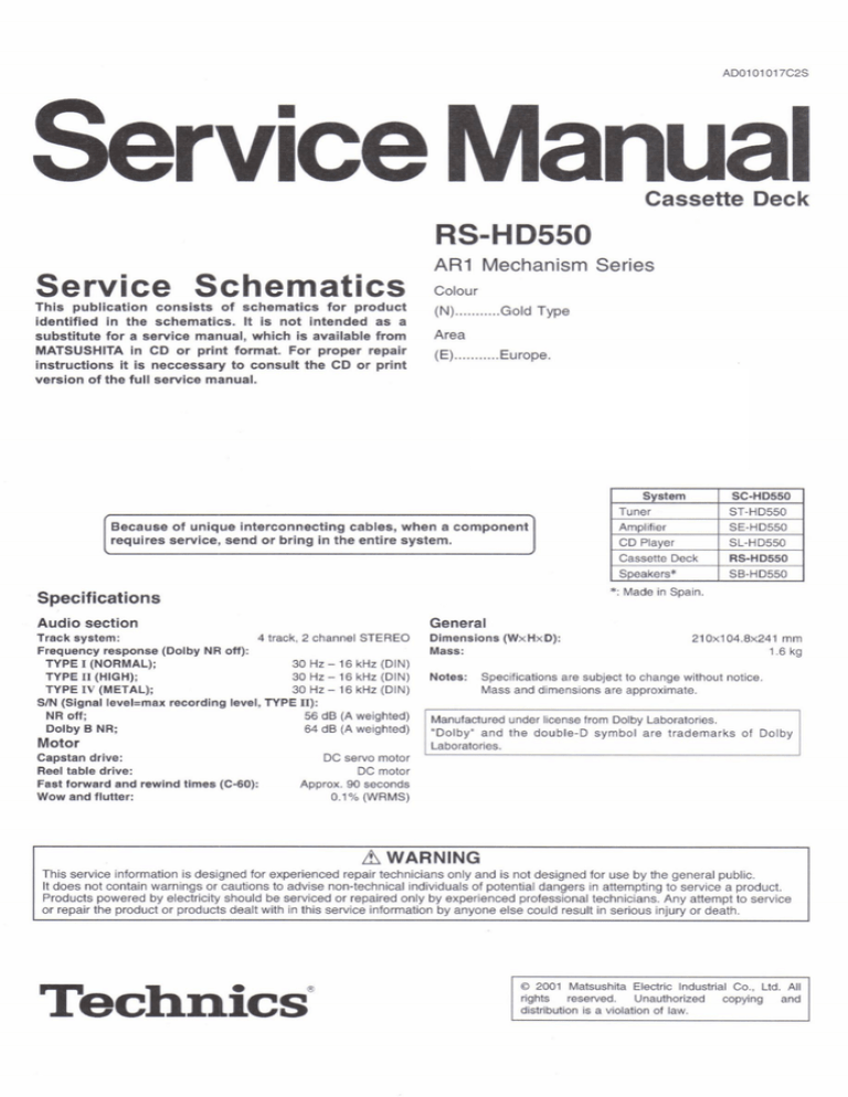 Technics Rs Hd 550 Service Manual Manualzz