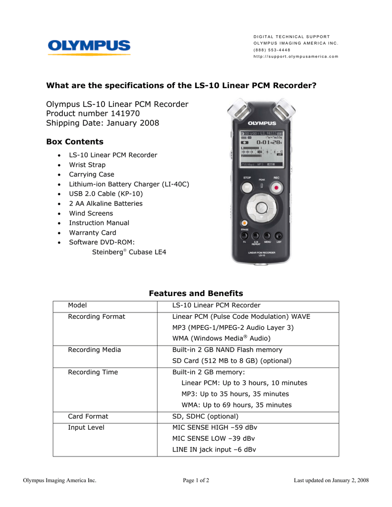 What Are The Specifications Of The Ls 10 Linear Pcm Manualzz