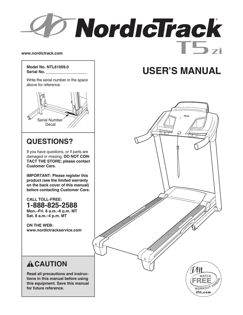 NordicTrack T5 Zi Treadmill User manual | Manualzz