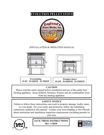 Summers Heat 55-SHPEPL 2000-sq ft Pellet Stove Installation u0026 Operation  Manual | Manualzz
