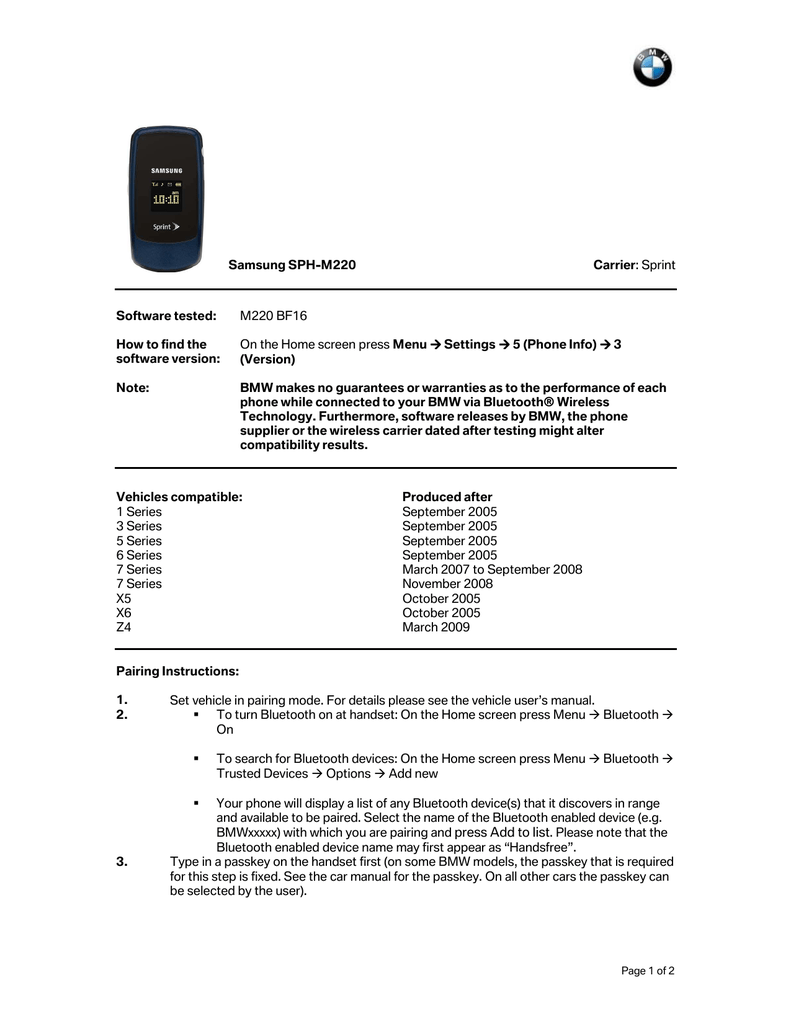 Samsung M2 Sprint Manualzz