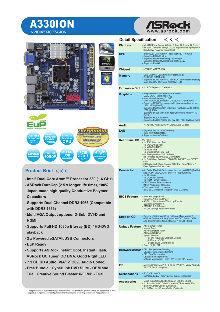 asrock ion 330 windows 10