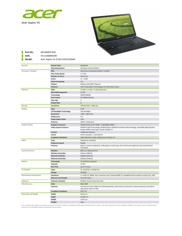 Acer Aspire V5 572g Manualzz