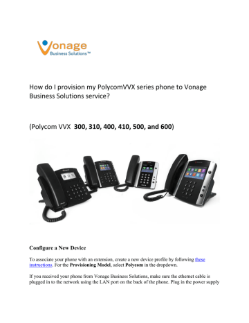 How do I provision my PolycomVVX series phone to Vonage | Manualzz