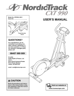 NordicTrack Cxt 1100 Elliptical - Instructions, Owner's manual, User