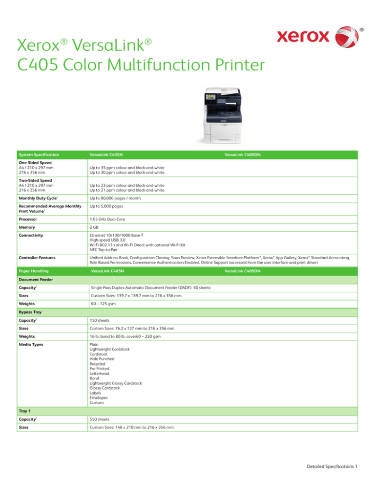 xerox c405 specs
