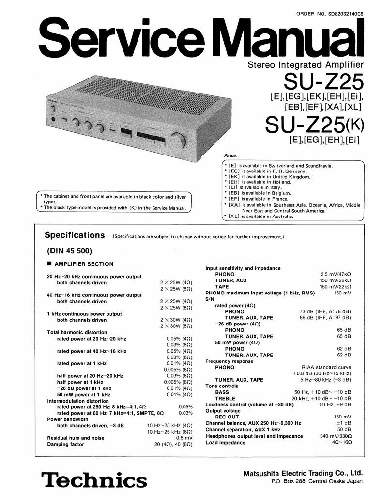 Technics Su Z 25 Service Manual Manualzz