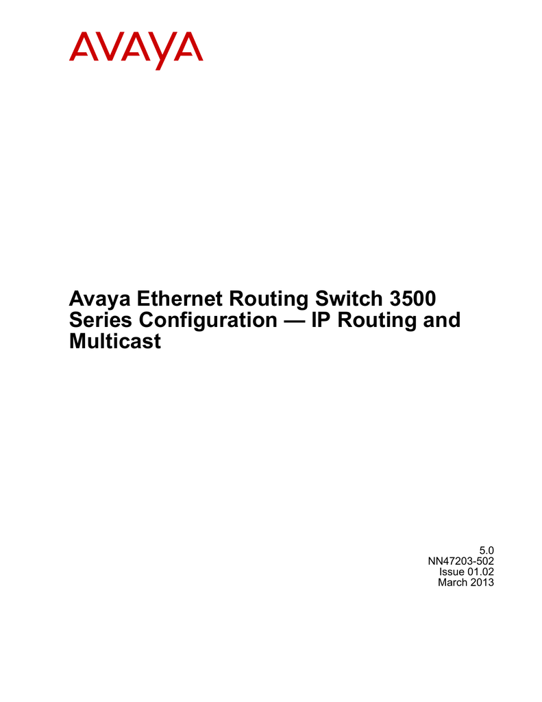 Avaya Routing Switch 3500 Series Configuration — IP Manualzz
