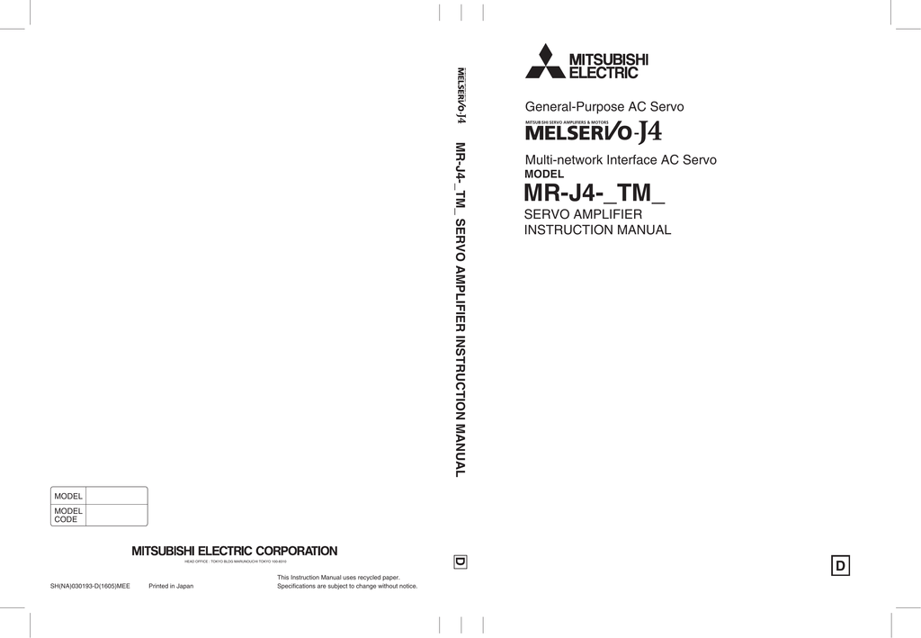 mrj4_tm_ servo amplifier instruction manual Manualzz