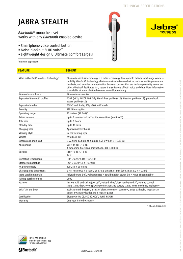 jabra stealth specs