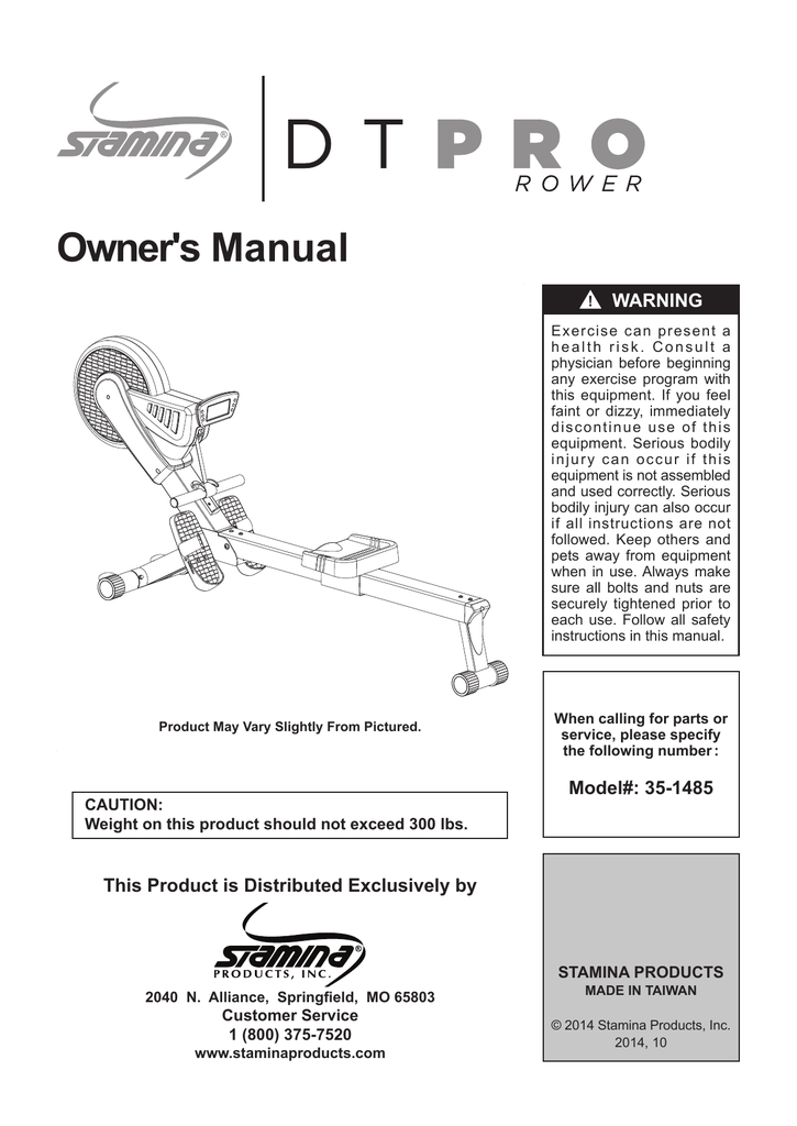 Stamina Dt Pro Rower 35-1485 Owner's Manual | Manualzz