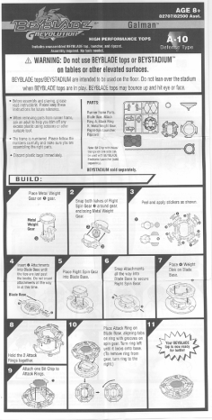 Beyblade Grevolution Galman A10 Instructions | Manualzz