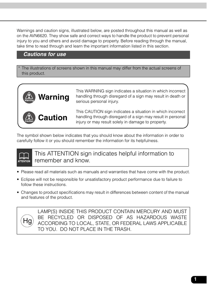 Eclipse AVN6620 Owner's Manual Manualzz