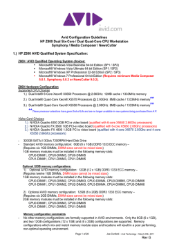 HP Z800 Dual Six-Core workstation Configuration Guidelines