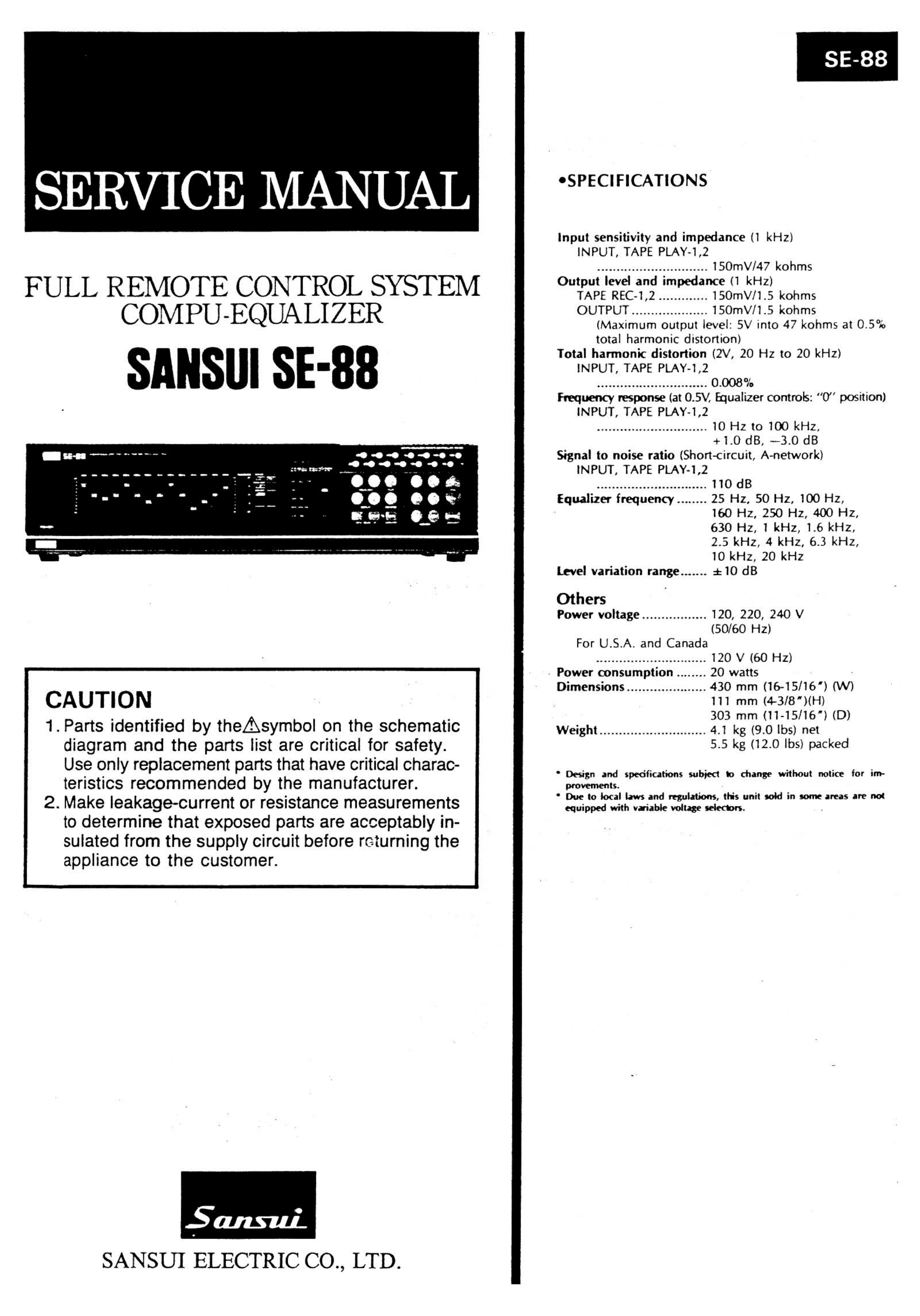 Operating Instructions-Betriebsanleitung für Sansui SE-80 
