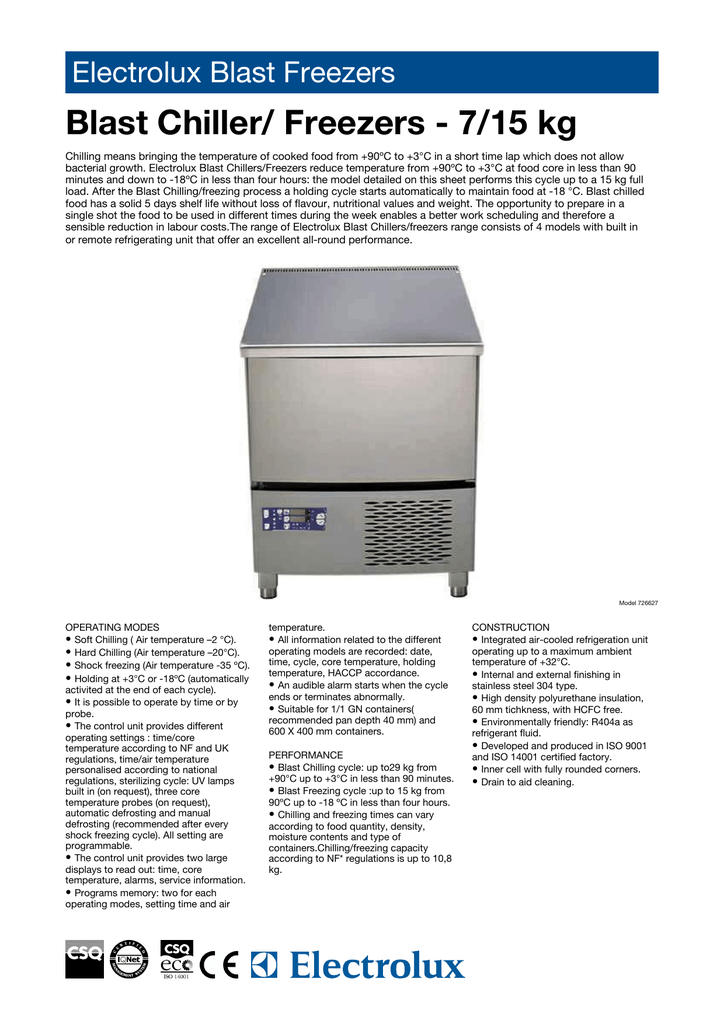 Electrolux Blast Freezers Manualzz