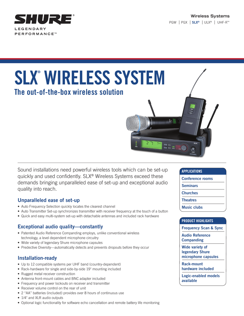 Shure Slx Frequency Chart