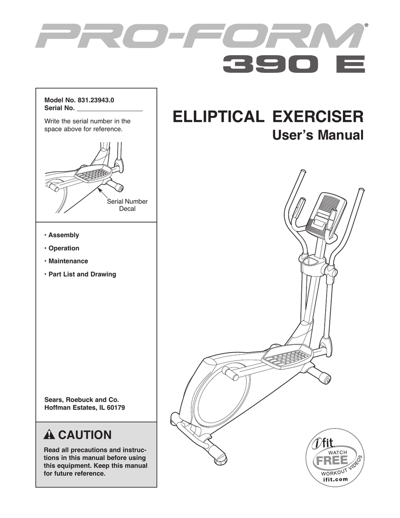 Proform 390 e outlet elliptical