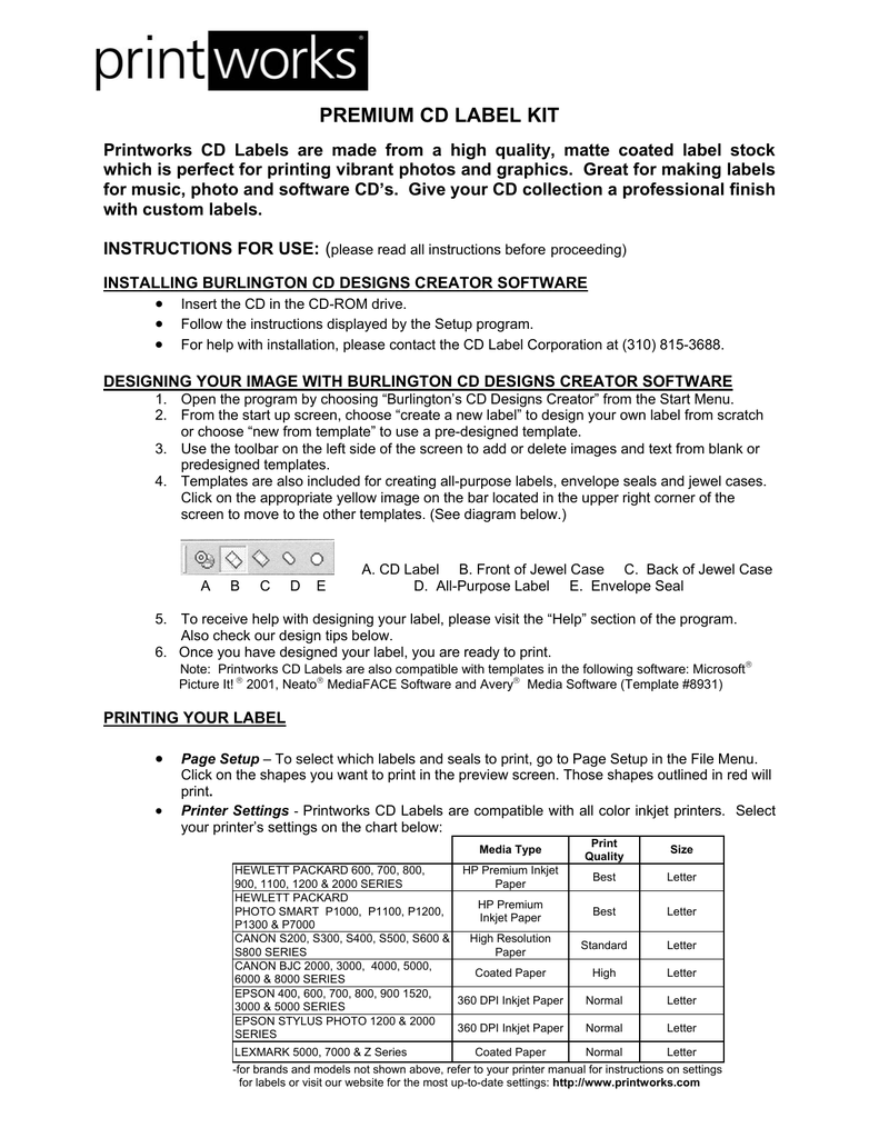 photo semi-gloss - Printworks Paper  Manualzz For Neato By Fellowes Cd Label Template