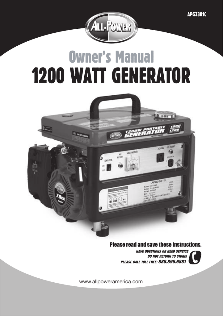 1200 watt generator | Manualzz