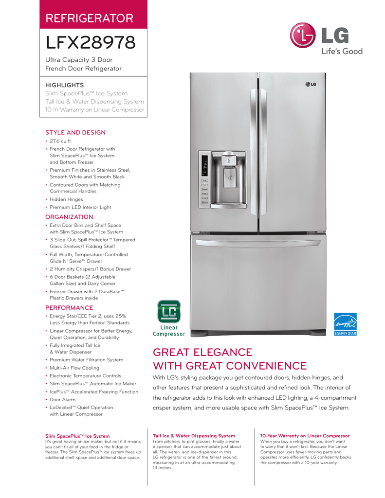 lg refrigerator model lfx28978st