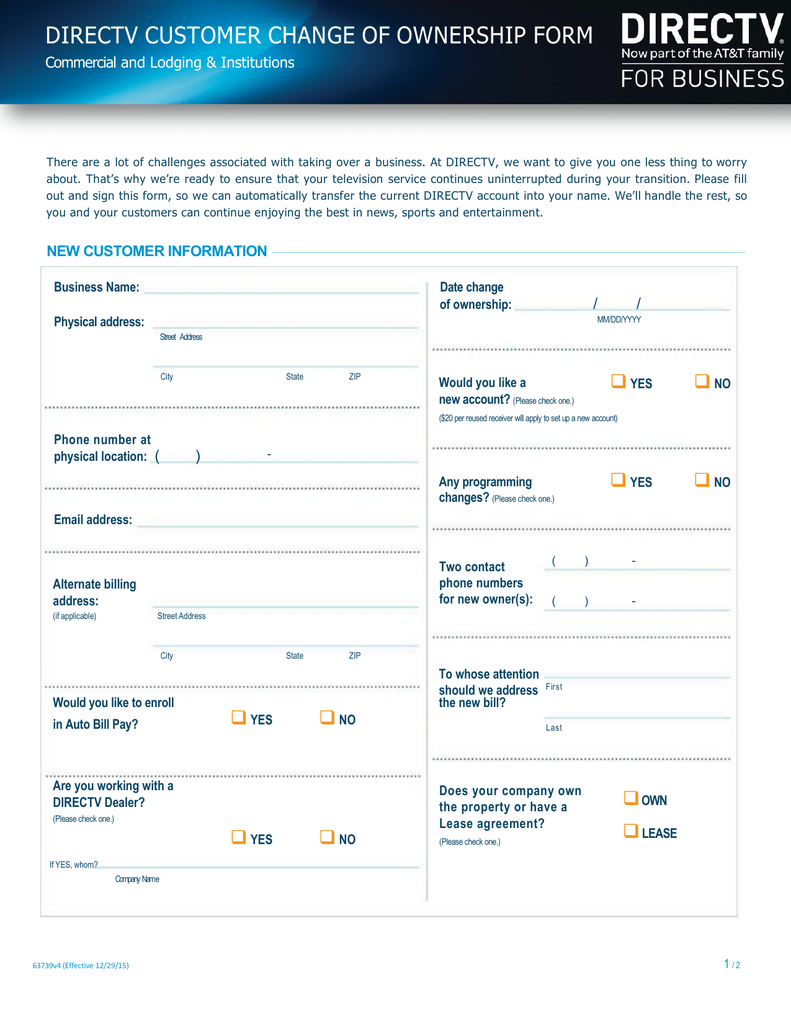 Business Viewing Order Form - DirecTV