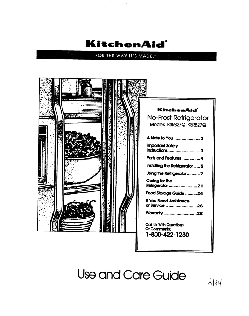 KitchenAid Refrigerator, Whirlpool Manualzz