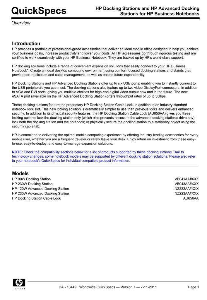 HP Docking Stations and HP Advanced Docking Stations Manualzz