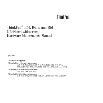 Lenovo ThinkPad R61, ThinkPad R61e, ThinkPad R61i User manual | Manualzz