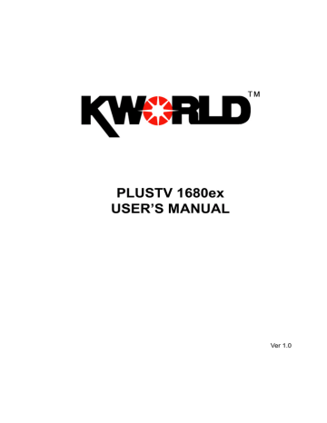KWorld PLUSTV 1680ex User manual | Manualzz
