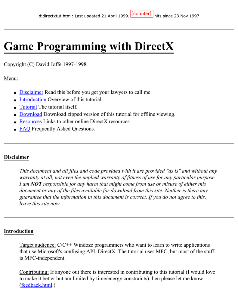 David Joffe Game Programming With Directx Manualzz