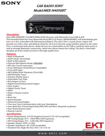 Car Radio Sony Model Mex N4050bt Manualzz