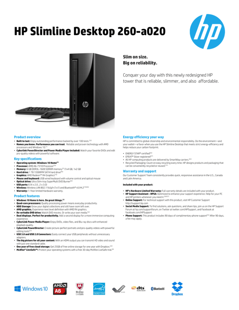 Hp Slimline Desktop 260 A020 Manualzz 0356