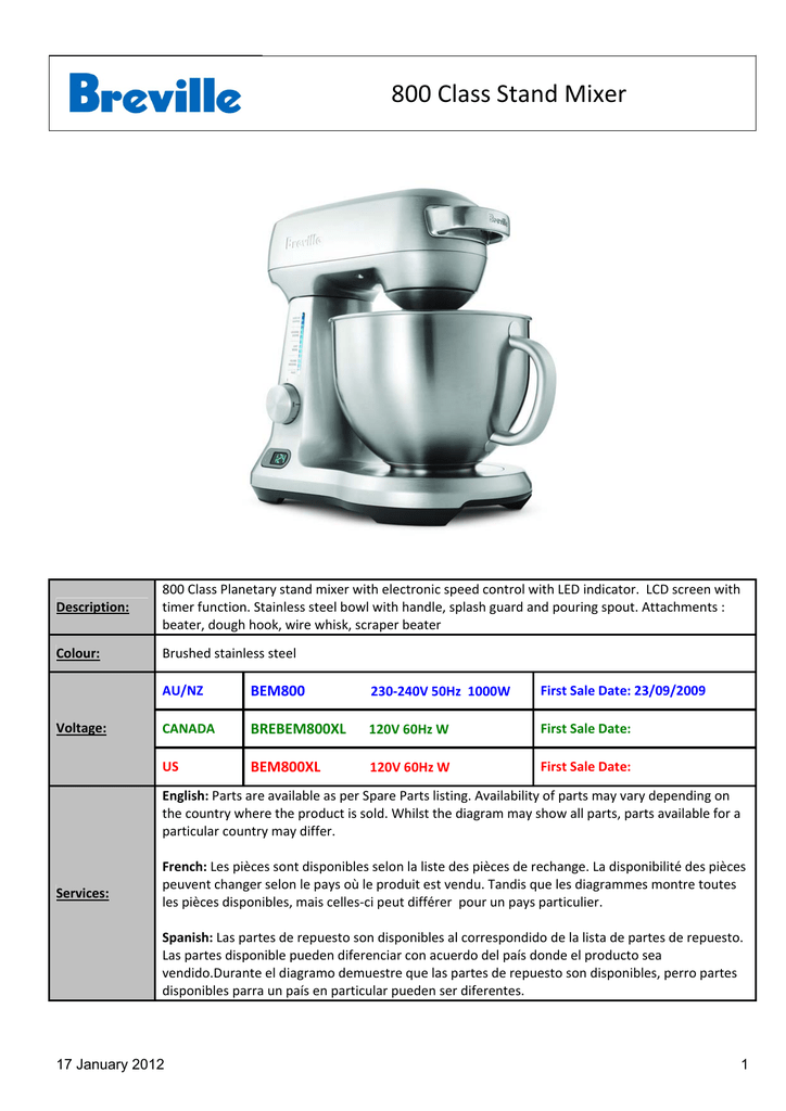 Breville Stand Mixer Replacement Parts Reviewmotors.co