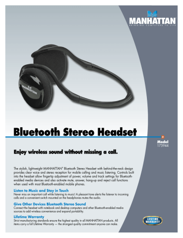 Bluetooth Stereo Headset | Manualzz