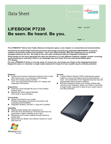 LIFEBOOK P7230 Be seen. Be heard. Be you. | Manualzz