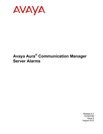 Avaya Aura Communication Manager Server Alarms | Manualzz