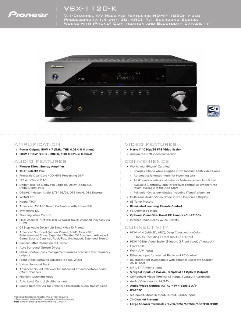 Pioneer Vsx1121k Quick Specs Manualzz