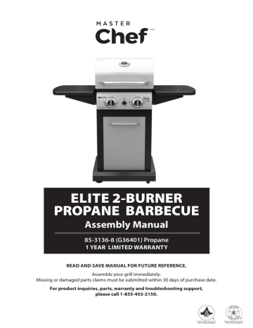 Master Chef Elite 2-Burner Assembly Manual | Manualzz