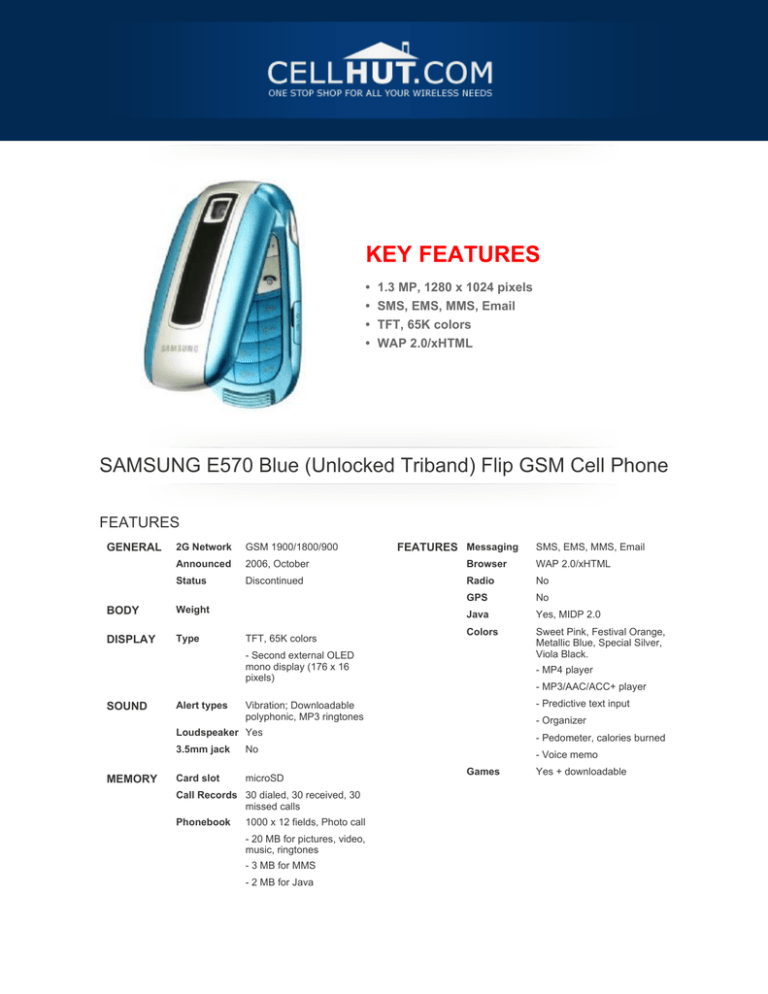 Samsung E570 Blue Unlocked Triband Flip Gsm Cell Manualzz