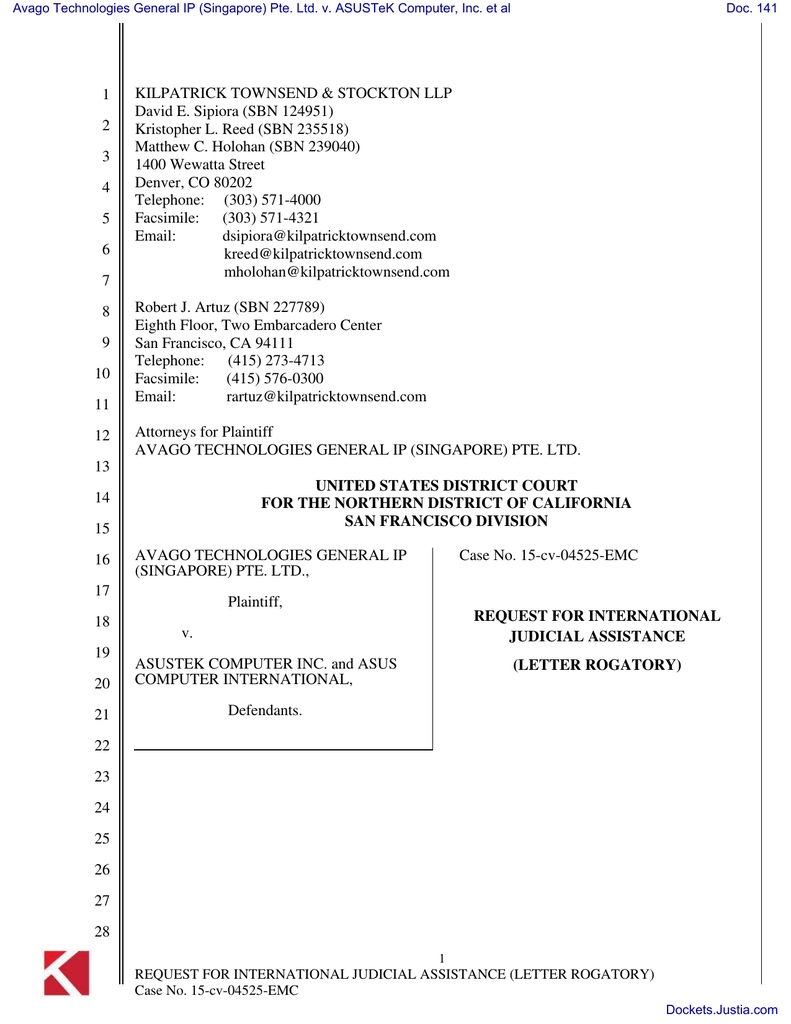 Order Re 128 Letter Rogatory Us Case Law Manualzz