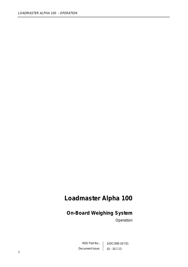 Loadmaster Alpha 100 Manualzz
