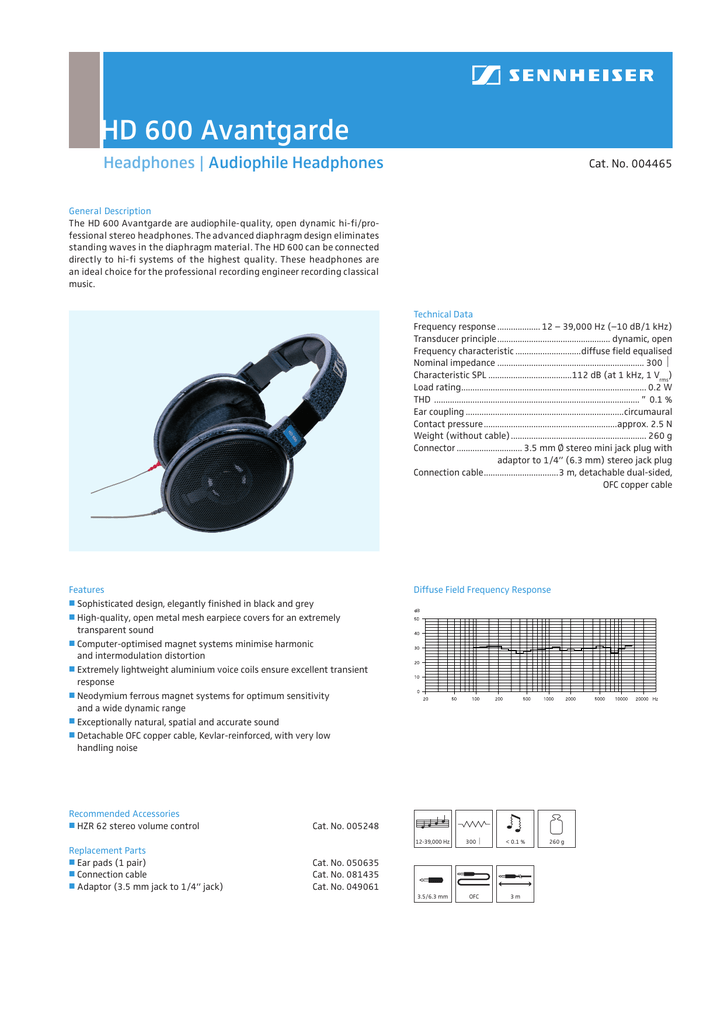 HD 600 Avantgarde | Manualzz
