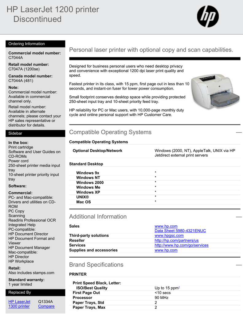 hp laserjet 1300 specs