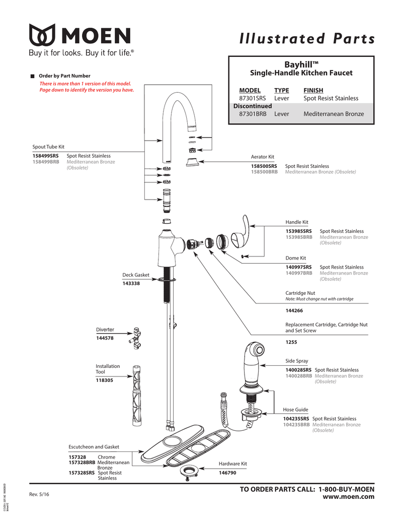 Moen Kitchen Faucets Parts - Moen Bathroom Faucet Ca84246