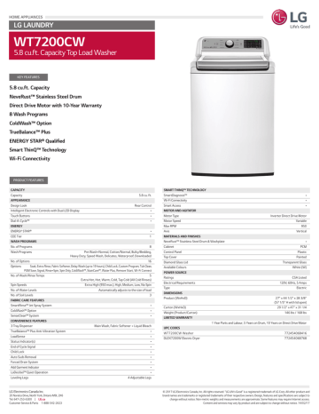 LG WT7200CW Specification | Manualzz