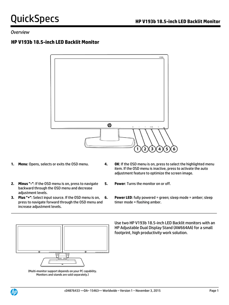 Monitor Hp V193B